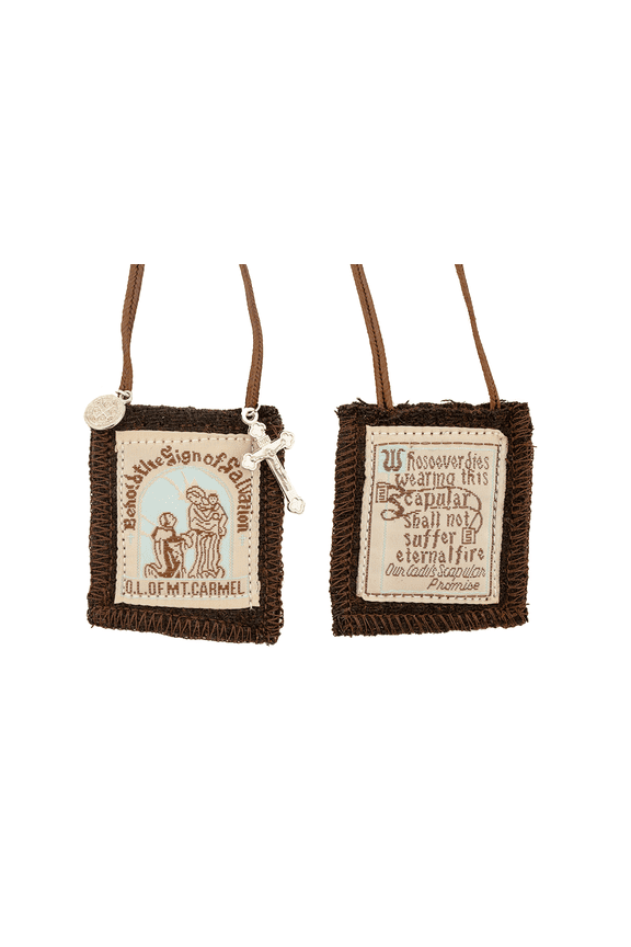 Catholic Holy Figure Saint Scapular (Wool Brown)