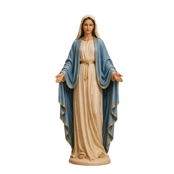 Catholic Immaculate Heart of Mary Statue, 4" H Blessed Holy Mother Virgin Mary Figure for Altar, Devout Home Decor, Religious Gifts to Mom, Hand Painted Renaissance Sculpture