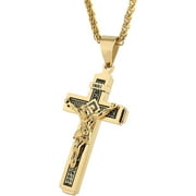 Catholic Jesus Christ on INRI Cross Crucifix Gold Silver Tone stainless steel Pendant Necklace 22+2 Chain
