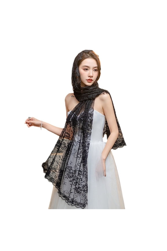 Catholic Mantilla Mass Veil Religious Ceremony Veil Embroidery Church Lace Veil for Religious Prayer