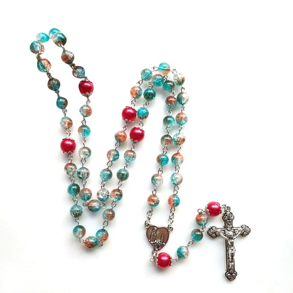 Catholic Necklace Mary Blessing Rosary Prayer Religious Necklace Rosary Beads