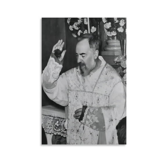 Catholic Padre Pio Poster Canvas Wall Art Print For Room Aesthetic And Decor Poster For Bedroom Living Room Bathroom Kitchen Office Decor