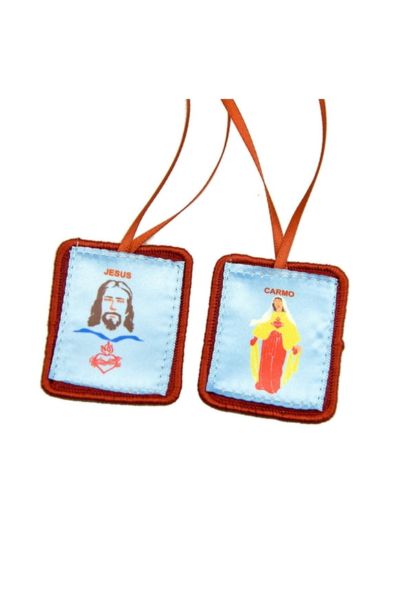 Catholic Red Scapular with Our Lady of Mount Carmels Religious Necklace for Spiritual Devotional First Holy Communion