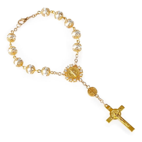 Catholic Rosary Bracelet with Cross Rearview Mirror Car Truck Auto Rosary