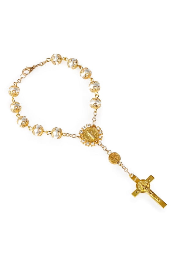Catholic Rosary Bracelet with Cross Rearview Mirror Car Truck Auto Rosary