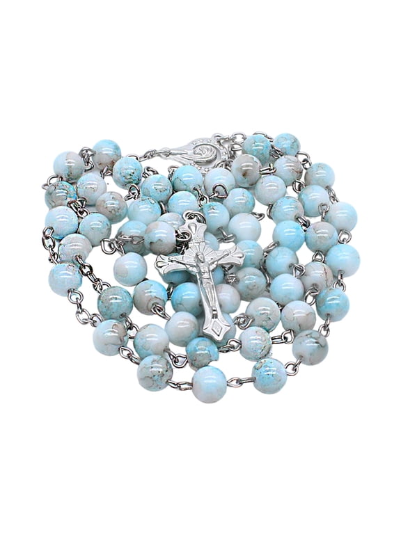 Catholic Rosary Necklace Prayer Crosses Pendant Necklaces Religious Markings Beads Neckchain for Women Christian Jewelry