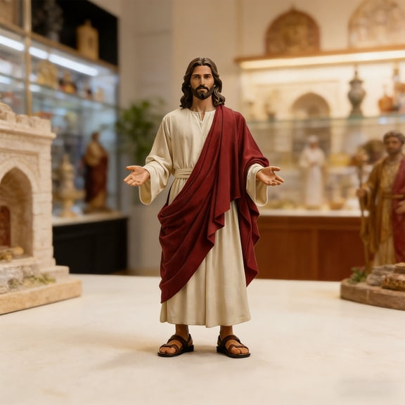 BZPIZ Catholic Sacred Heart of Jesus Statue, 7" H Jesus Christ Figure, Religious Catholic Gifts, Modern Christian Indoor Home Decor, Hand Painted
