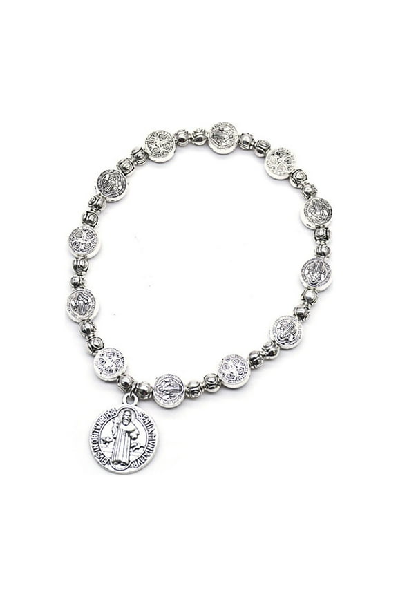 Catholic Saint Benedict Priest Exorcist Adjustable Push-pull Religious Beaded Bracelets