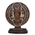 thumbnail image 1 of Catholic Saint Saint Benedict Protection Medal Double-Sided Desktop Ornament Exorcism Wooden Relief Religious Gift, 1 of 5