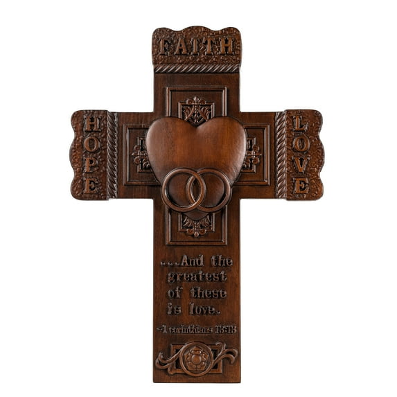 Catholic Wedding Cross Hangable Cross Wall Home Room Decor Wedding Cross Couple Gift - 10 Inch