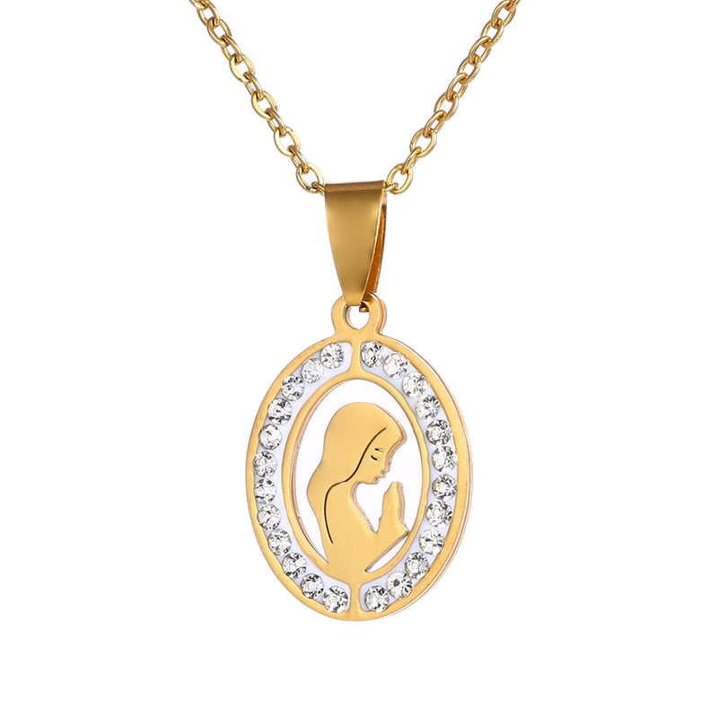 Catholic church Amulet Necklace Stainless Steel Virgin Mary Pendant ...