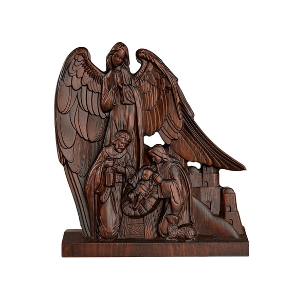 Catholic jesus nativity angel statue jesus christmas decoration christian ornaments holy family wooden handmade christmas gift