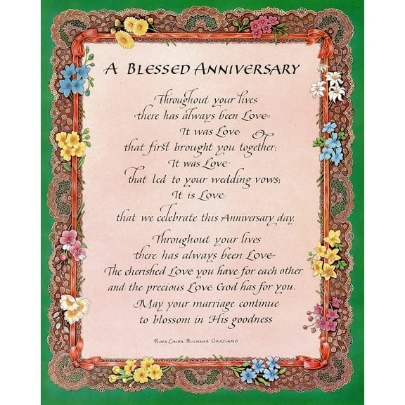 Catholic print picture - A BLESSED ANNIVERSARY - 8" x 10" ready to be framed