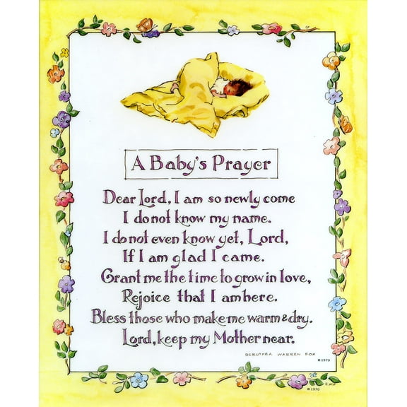 Catholic print picture - A Baby's Prayer - 8" x 10" ready to be framed