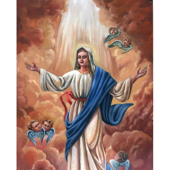 Catholic print picture - Assump of Virgin Mary R - 8" x 10" ready to be framed