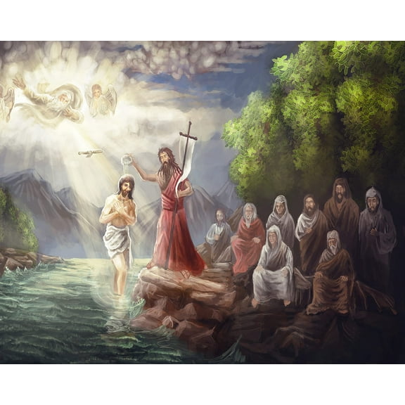 Catholic print picture - BAPTISM OF CHRIST SH2 - 8" x 10" ready to be framed