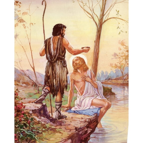 Catholic print picture - BAPTISM OF JESUS P - 8" x 10" ready to be framed