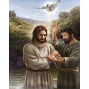 Catholic print picture - Baptism of Jesus N - 8 x 10 ready to be framed