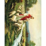 Catholic print picture - CHRIST W LOST SHEEP- 8" x 10" ready to be framed
