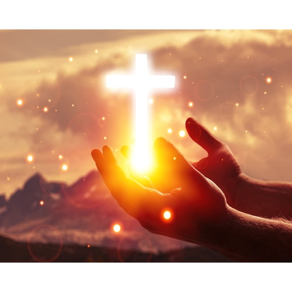 Catholic print picture - CROSS IN HANDS SH - 8" x 10" ready to be framed