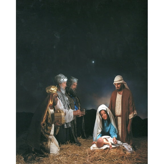 Catholic print picture - Christmas Nativity R - 8" x 10" ready to be framed