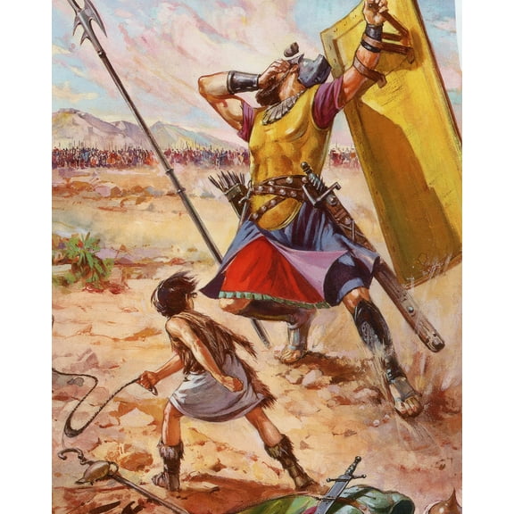 Catholic print picture - DAVID AND GOLIATH P - 8" x 10" ready to be framed