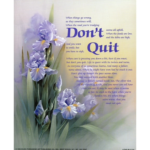 Catholic print picture - DON'T QUIT - 8" x 10" ready to be framed