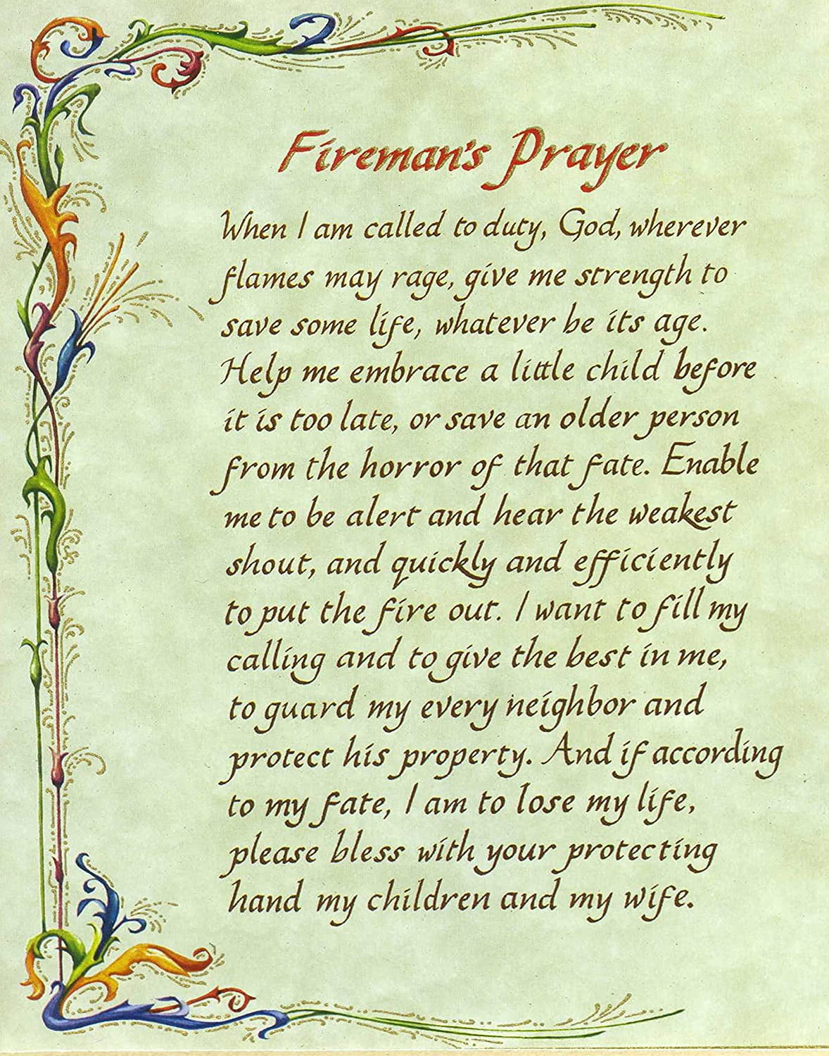 catholic-print-picture-fireman-s-prayer-8-x-10-ready-to-be-framed-walmart-com for Free Printable Fireman S Prayer Catholic print picture - Fireman's Prayer - 8