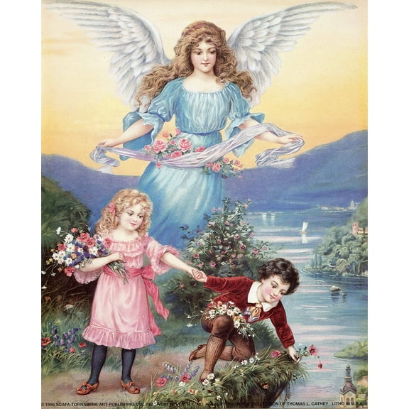 Catholic print picture - GUARDIAN ANGEL 66 - 8" x 10" ready to be framed