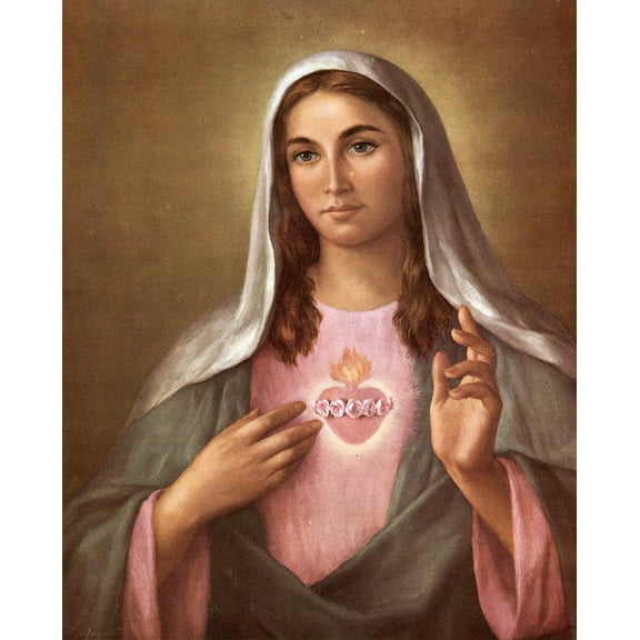 Catholic print picture - Immaculate Heart of Mary N - 8" x 10" ready to be framed