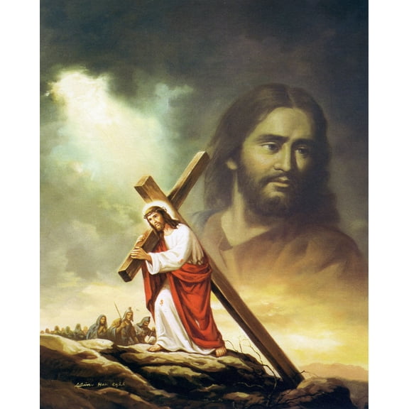 Catholic print picture - Jesus Carrying The Cross - 8" x 10" ready to be framed