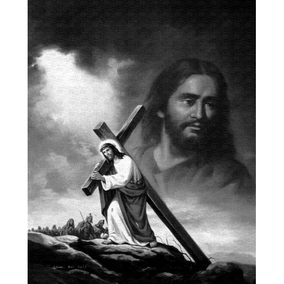 Catholic print picture - Jesus Carrying The Cross B - 8" x 10" ready to be framed