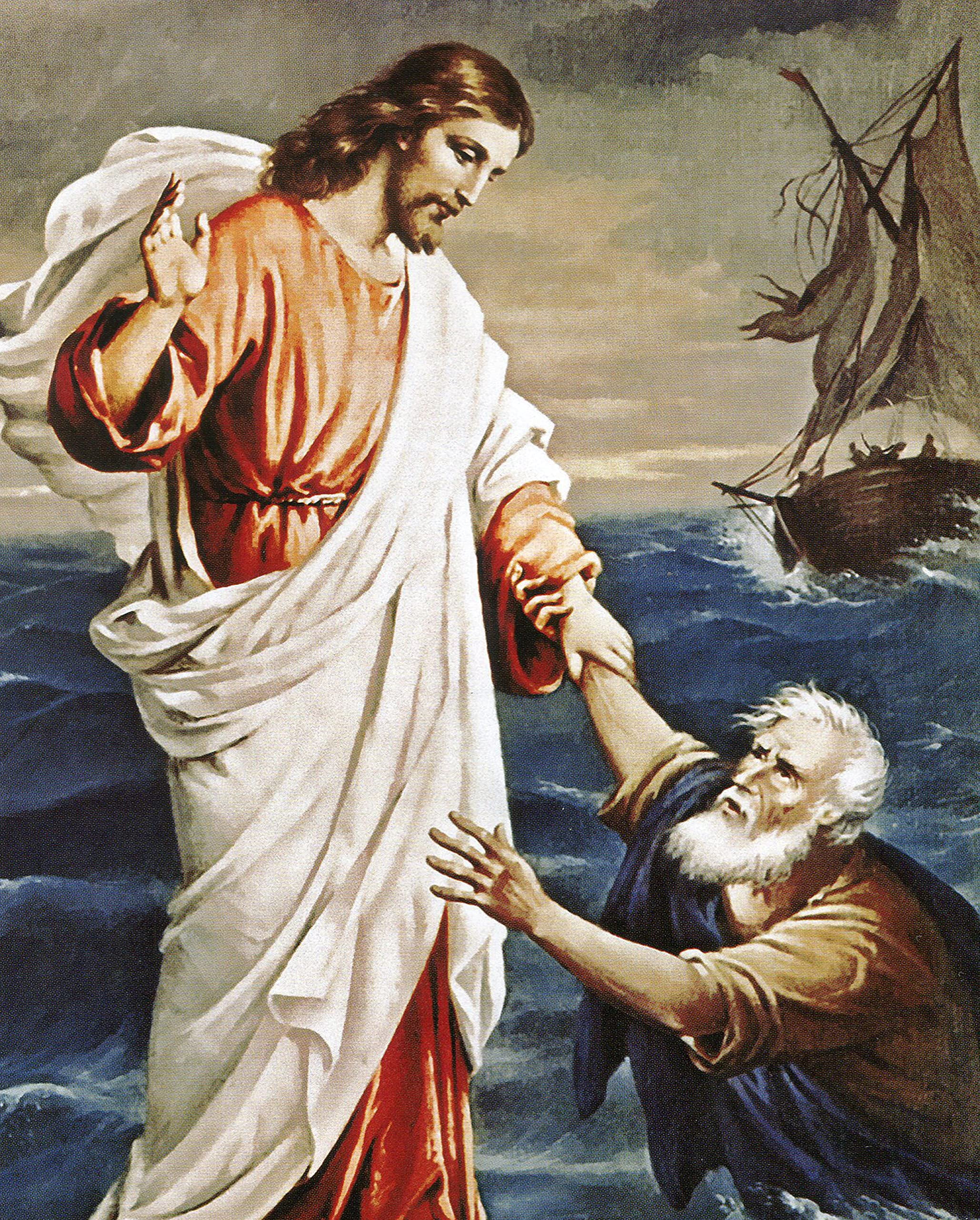 Catholic print picture - Jesus Rescues Peter C - 8