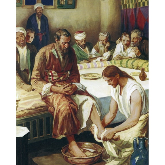 Catholic print picture - Jesus Washes Apostles Feet T - 8" x 10" ready to be framed