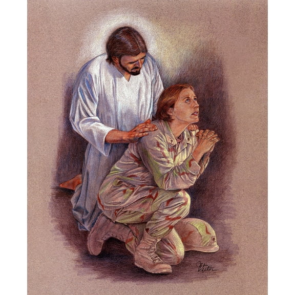 Catholic print picture - Jesus w Soldier 1 - 8" x 10" ready to be framed