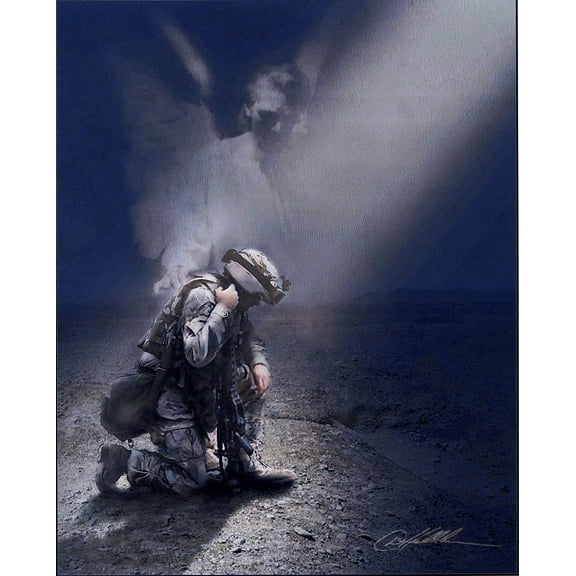Catholic print picture - Kneeling Soldier - 8" x 10" ready to be framed