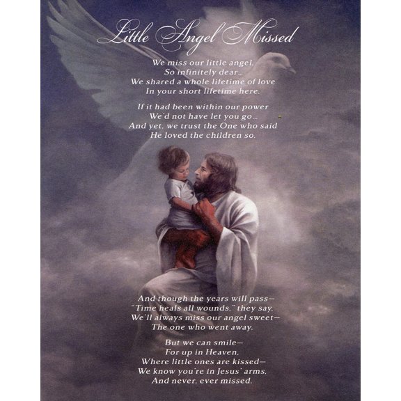 Catholic print picture - LITTLE ANGEL MISSED - 8" x 10" ready to be framed