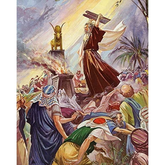 Catholic print picture - MOSES BREAKS TABLETS P - 8" x 10" ready to be framed