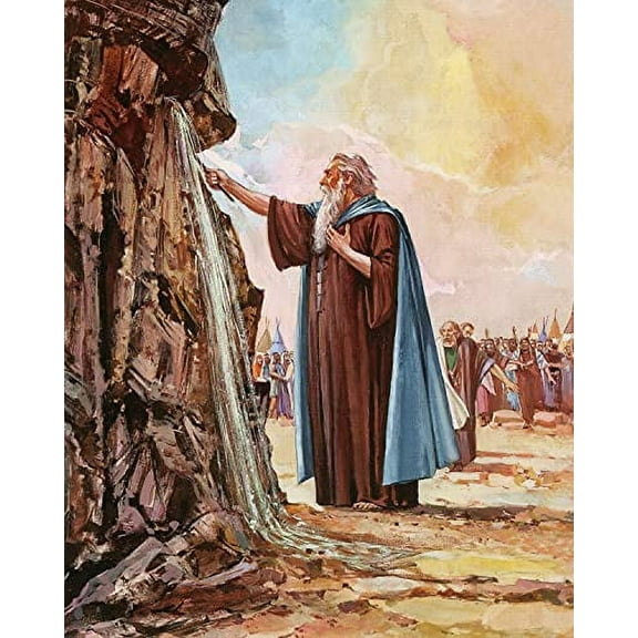Catholic print picture - MOSES STRIKES ROCK FOR WATER P - 8" x 10" ready to be framed