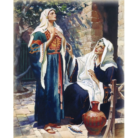 Catholic print picture - Mary Visits Elizabeth T - 8" x 10" ready to be framed