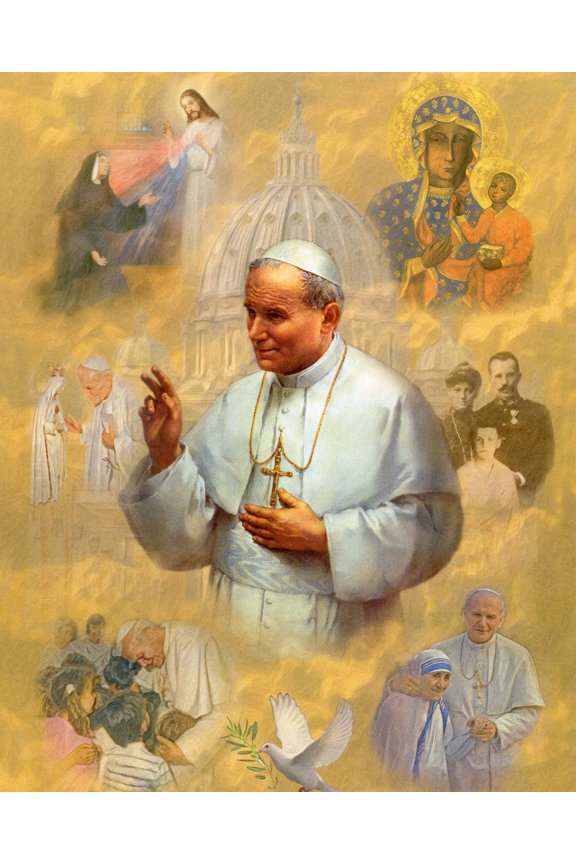Catholic print picture - POPE JOHN PAUL COLLAGE - 8" x 10" ready to be framed