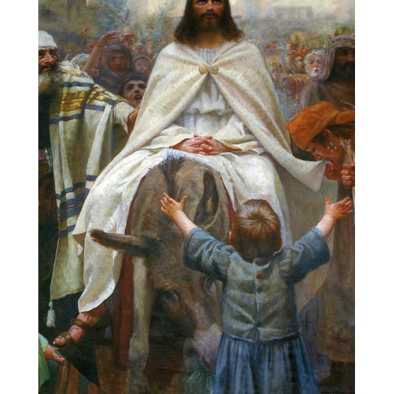 Catholic print picture - Palm Sunday R - 8" x 10" ready to be framed