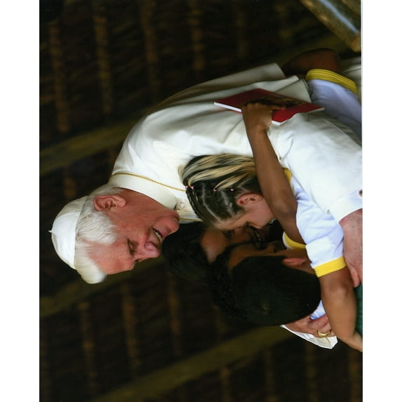 Catholic print picture - Pope Benedict w Children - 8" x 10" ready to be framed