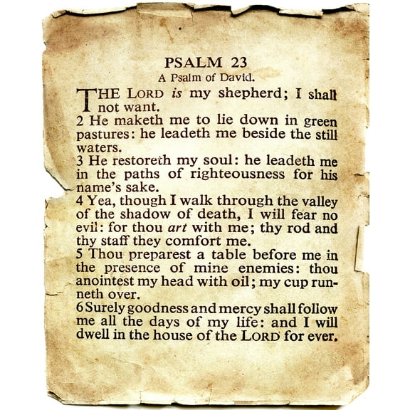 Catholic print picture - Psalm 23 on Old Paper R - 8" x 10" ready to be framed