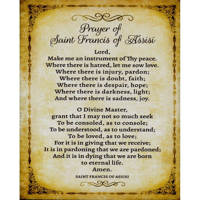 st-francis-of-assisi-prayer-10-x-8-art-prints-walmart-com for Free Printable Prayer Of St Francis St. Francis of Assisi Prayer 10