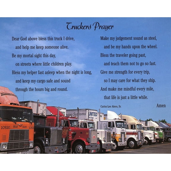 Catholic print picture - TRUCKERS PRAYER P - 8" x 10" ready to be framed