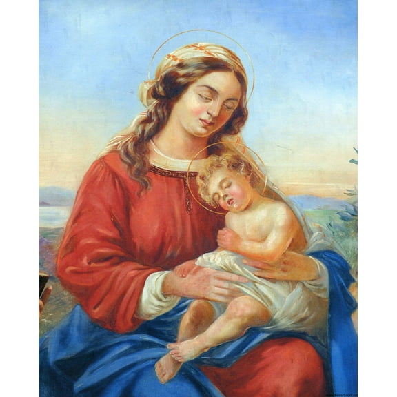 Catholic print picture - Virgin Mary&Baby Jesus 5 R - 8" x 10" ready to be framed