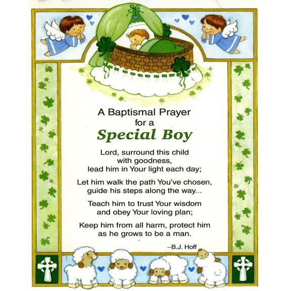 Catholic print picture - baptism boy prayer - 8" x 10" ready to be framed