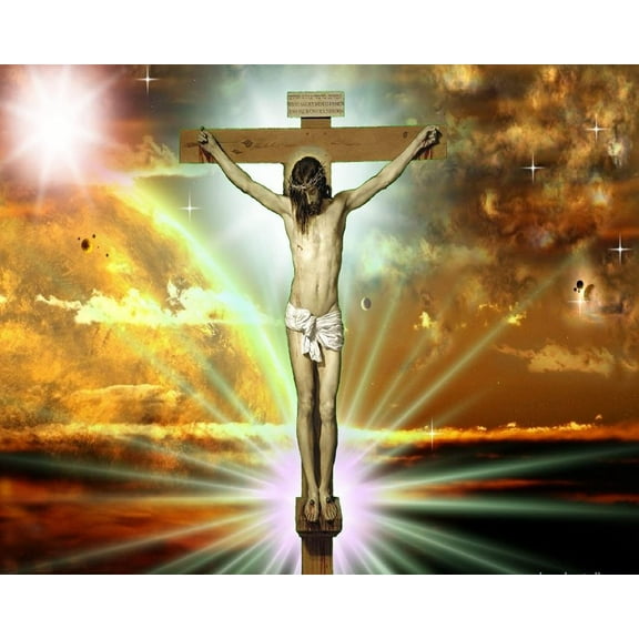 Catholic print picture - jesus on cross - 8" x 10" ready to be framed
