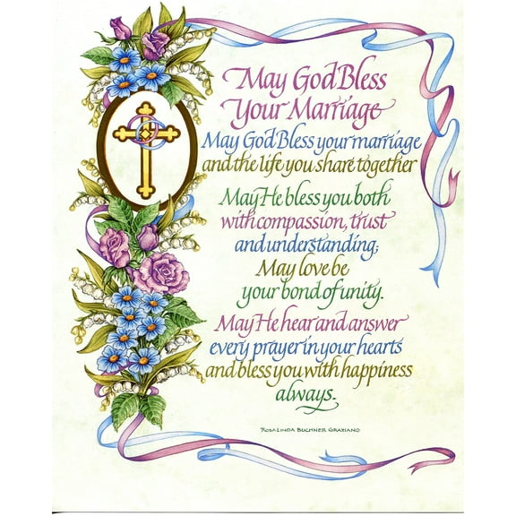 Catholic print picture - marriage blessing 1 - 8" x 10" ready to be framed